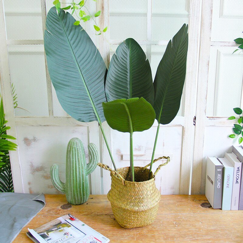 98cm 3pcs Large Artificial Palm Tree Branch Fake Banana Plants Leaves Tropical Monstera Tree Folige For Home Floor Office Decor 2