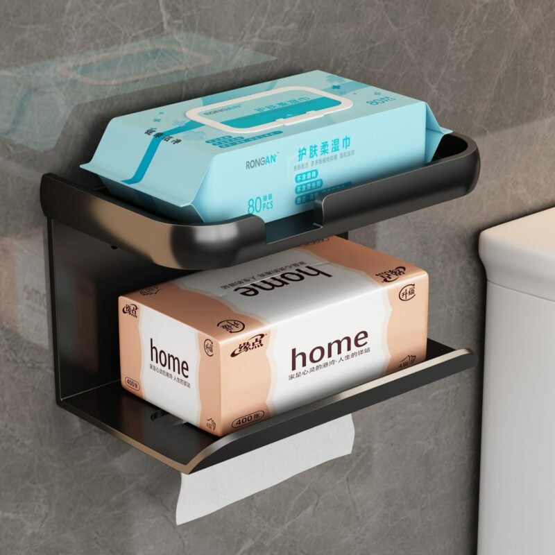 Toilet Paper Holder Wall Shelf Bathroom Accessories Phone Stand Storage Organizer Toilet Paper Roll Holder 2