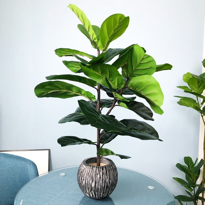 65-125cm Tropical Tree Large Artificial Banyan Plants Fake Ficus Branch Plastic Leaves Desk Potted For Home Wedding Gifts Decor 1