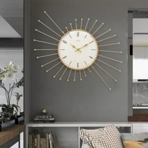 Gold Minimalist Mechanism Wall Clock Living Room Large Silent Metal Wall Clock Modern Design Reloj Pared Grande Home Decor ZP50 1