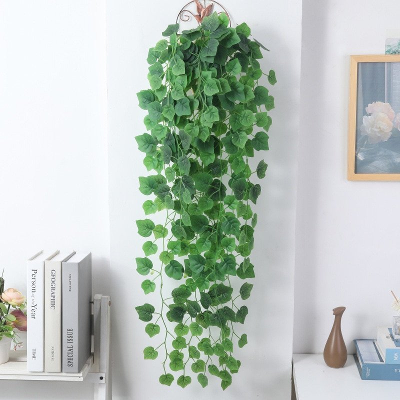 95cm 9Forks Artificial Eucalyptus Vines Plastic Plants Leafs Rattan Green Ivy Faux Creeper For Home Garden Outdoor Wedding Decor 3