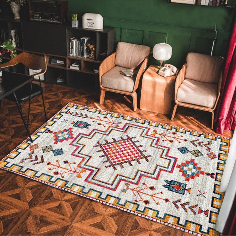 Bohemian Retro Carpet Geometric Printing Non-slip Floor Mats Living Room Bedroom Home Decoration Mat Household Prayer Carpets 5