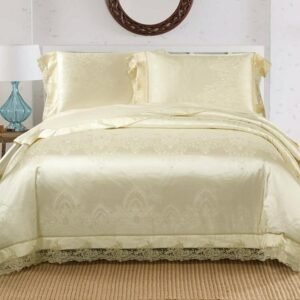Satin Cotton Duvet Cover Set Luxury Rich Silk Silky Jacquard Super Soft Bedding set with Zipper Duvet Cover Bed Sheet Pillowcase 1