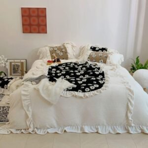 Retro Stitching Patchwork Floral Duvet Cover set 4Pcs Ultra Soft Velvet King Queen Double Bedding set with Bed Sheet Pillowcases 1