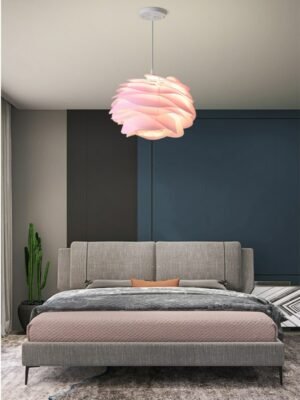 Nordic Pink Blue Ceiling Chandelier For Bedroom Study Kitchen Hotel Bar Pendant Lamp White PVC Petal Lighting Fixture Free Bulb 1