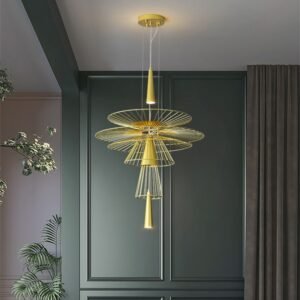 Nordic Design Wrought Iron Multi-Layer Mesh Spotlight Pengdant Chandelier For Hotel Dining Room Art Decor Led Light Fixture 1