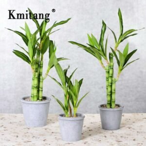 45cm 6fork Artificial Bamboo Tropical large Plant Bonsai Fake Maranta Tree Real Touch Plastic Palm Leaves Potted Home Decoration 1