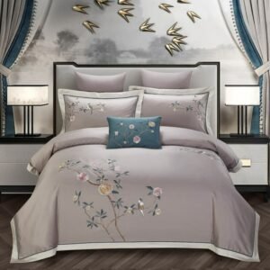 Chic Shabby Egyptian Cotton Embroidery Duvet/Comforter Cover set Queen King Bedding Set Bed sheet Fitted sheet set Pillowcase 1