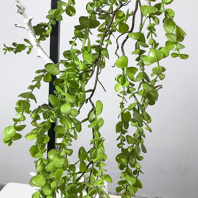 90-110cm Artificial Eucalyptus Vine Wall Hanging Plants Fake Rattan Plastic Leaf Long Monstera Ivy For Home Wedding Garden Decor 4