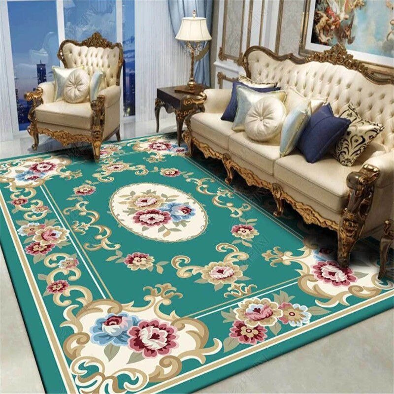 European Style Light Luxury Carpet Living Room Sofa Coffee Table Mat Washable Non-slip Rug Bedroom Bedside Home Decoration Rugs 4