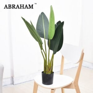 80cm 6 Fork Tropical Plant Big Artificial Tree Bonsai Fake Palm Tree PU Monstera Plastic Banana Leaf Potted For Home Party Decor 1