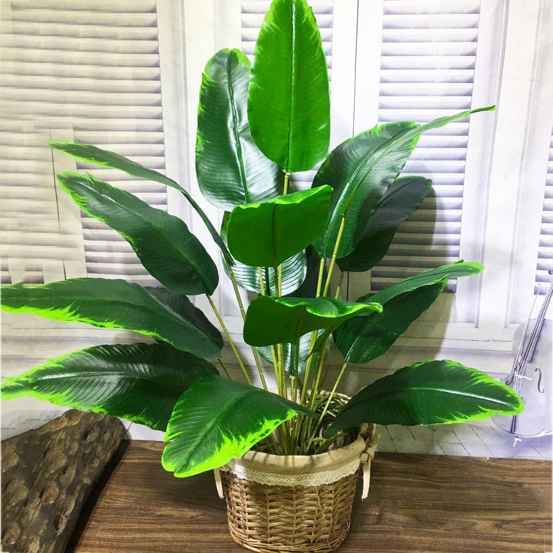 85cm Tropical Palm Tree Large Artificial Plants Fake Banana Leaves Plastic Monstera Big Palm Leafs Branch For Home Garden Decor 2