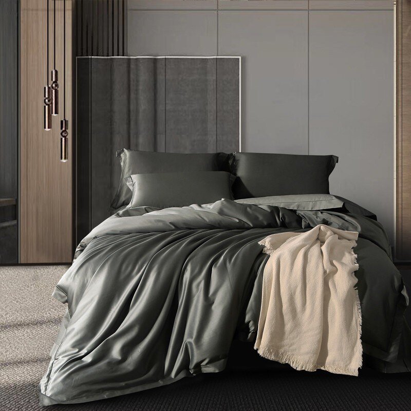 1000TC 100% Egyptian Cotton Premium Bedding set Long Staple Hotel Quality Soft Duvet Bed Sheet Pillowcases Queen King size 4Pcs 2