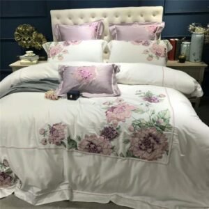 Luxury White Egyptian Cotton Embroidery Duvet Cover Set 4/7 Pieces Double Queen King Size Bedding Set Bedsheet set Bed set 1