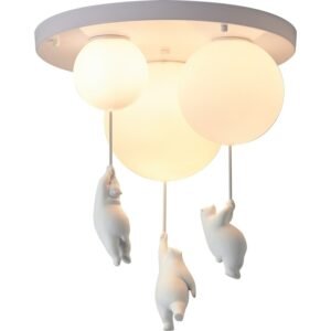 Modern Polar Bear Pendant Chandelier Creative Mike White Glass Ball Resin Indoor  Kid Children Kindergarten Hanging Led Lamp 1