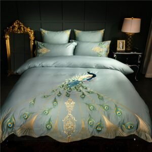 800TC Egyptian cotton Chic Embroidery Luxury Peacock Bedding set Cal King Oversize 240X260cm  duvet cover bedsheet pillow shams 1