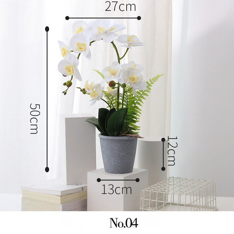 33-50cm Big Artificial Phalaenopsis Potted Fake Plants Desktop Bonsai Plastic Flower Orchid Branch For Home Garden Wedding Decor 6