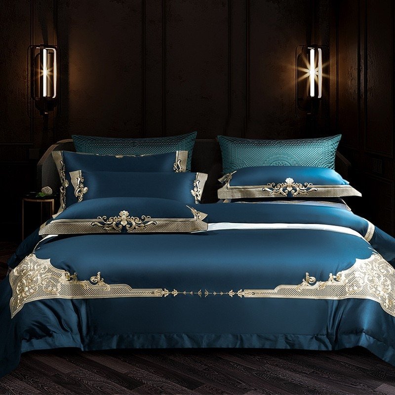 Vintage Embroidery Duvet Cover set 1000TC Egyptian Cotton Soft Bedding Comforter Cover Bed Sheet Pillowcases Queen King 4/6Pcs 6