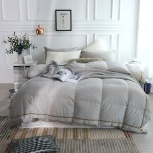 Luxurious 1000 TC 100%Cotton Cover Goose Down Comforter Duvet cover Insert Queen King size White Pink Grey Comforter All Season 1