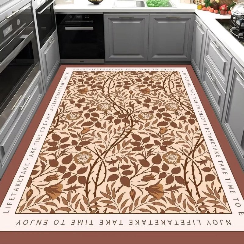 Modern Kitchen Dedicated Waterproof and Oil-proof Carpet PVC Wash-free Bathroom Non-slip Carpets Simple Balcony Anti-fouling Rug 3