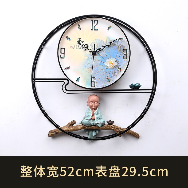 Chinese Buddha Wall Clock Living Room Creativity Large Silent Wall Clock Modern Design Reloj De Pared Metal Wall Art LL50WC 6