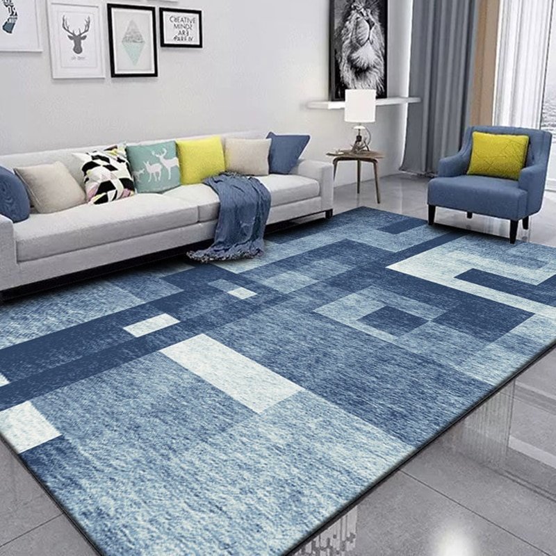 Home Decoration Living Room Carpet Nordic Geometric Printing Rug Modern Absorbent Non-slip Bathroom Mat Bedroom Bedside Carpets 2