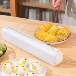 2pcs Kitchen Aluminum Tin Foil and Cling Film Dispenser with Cutter Suction Cup Plastic Wrap Roll Holder Drawer Organizer 1
