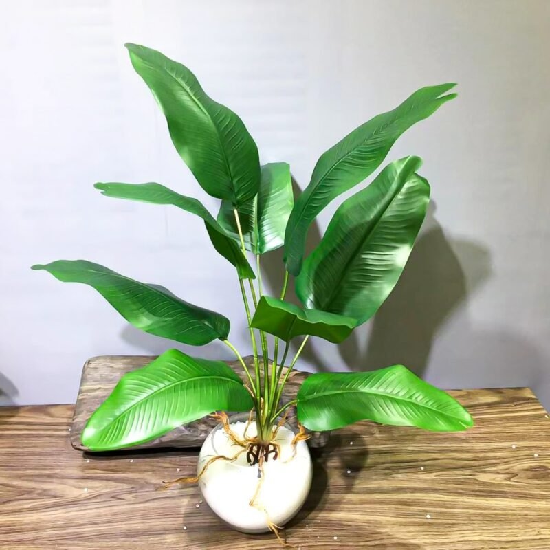 65cm 9Heads Tropical Monstera Artificial Plants Fake Palm Tree Plastic Banana Leaf Branch Water Plant For Home Garden Desk Decor 3