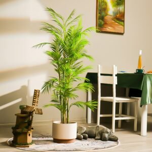 90-180cm Tropical Plants Large Artificial Palm Tree Potted Fake Palm Leafs With Pot Outdoor Tall Plants For Home Holiday Decor 1