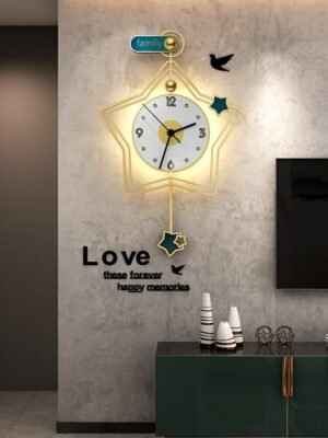 Nordic Minimalist Star Wall Clock Living Room Glowing Large Silent Wall Clock Modern Design Reloj Pared Wall Decor LL50WC 1