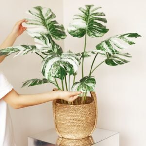 3pcs/Lot Large Artificial Plants Branch Tropical Fake Monstera Tree Big Palm Leaves Plastic Turtle Leaf For Home Christmas Decor 1
