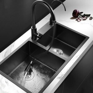 304 Stainless Steel Nano Black Kitchen Sink Vegetable Wash Basin For Home Fixture With Kitchen Faucet Drain Accessories Topmount 1