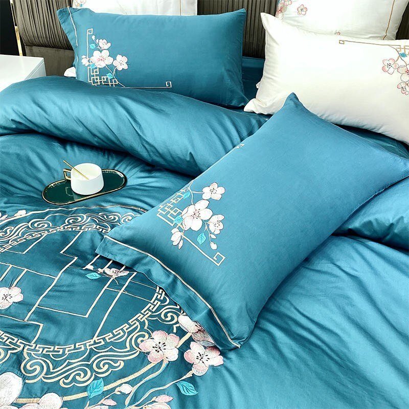 Chic and Vintage Embroidery Duvet Cover set Premium Egyptian Cotton Soft Bedding set Comforter Cover Bed Sheet Pillowcases 6