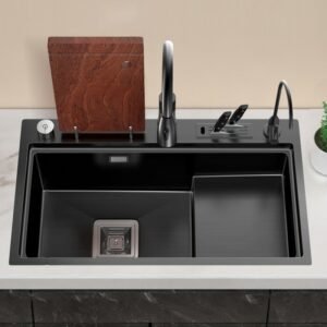 304 Stainless Steel Kitchen Sink Single Step Wash Basin Large Size Topmount Undermount Installation Sink Washing Basin Drain Set 1