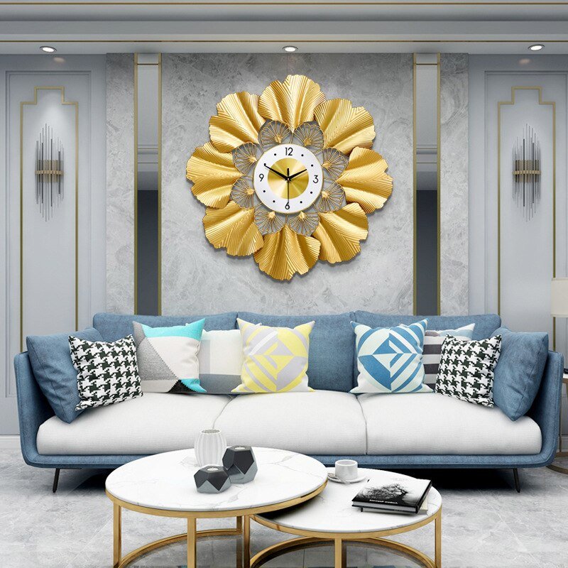 Mechanism Luxury Gold Wall Clock Large Living Room Silent Metal Bedroom Wall Clock Modern Design Reloj De Pared Home Decoration 1