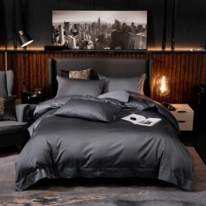 White Grey Hotel Quality Silky Soft Egyptian Cotton Bedding set Queen King Size 4/6Pcs(1 Duvet Cover 1Bed Sheet  Pillow Shams) 1