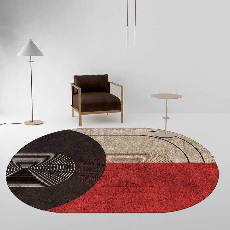 Oval Carpet Nordic Geometric Carpets Living Room Sofa Coffee Table Rug Bedroom Large Area Bedside Rugs Kitchen Anti-Slip Mats 4