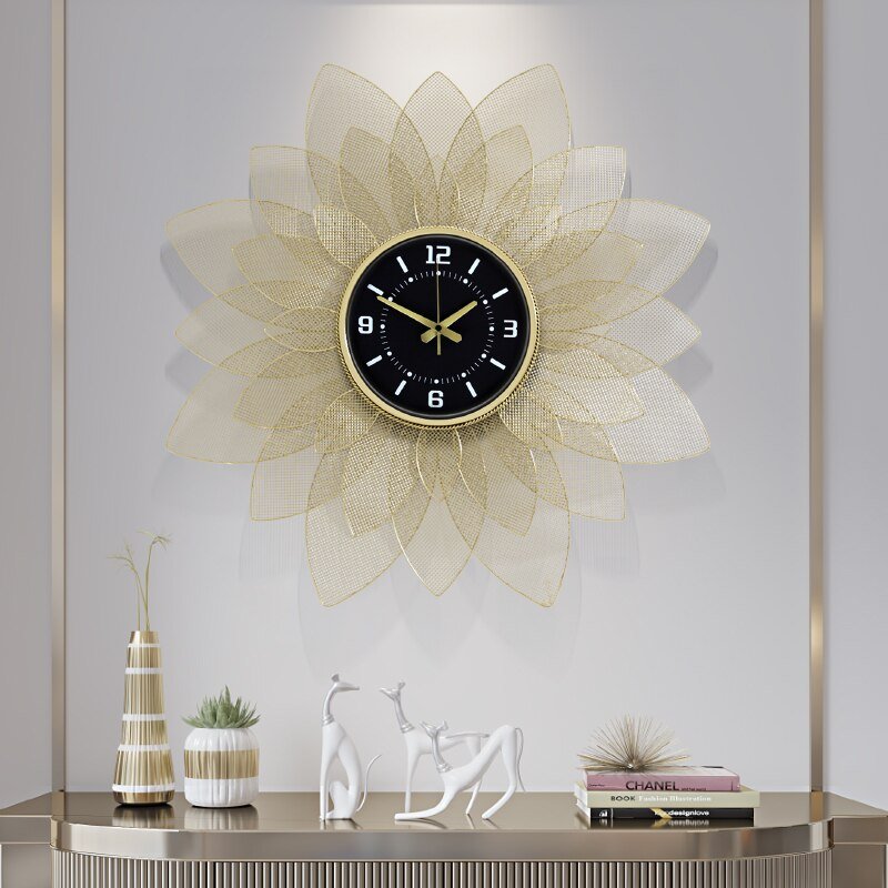 Metal Creative Wall Clock Silent Luxury Golden Color Simple Art Wall Clock Modern Design Reloj De Pared Home Decoration ZP50BG 3