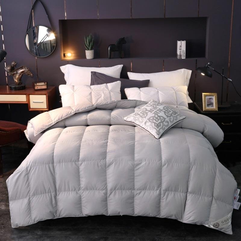 100% Goose Down Comforter White Gray Queen King size Bed set Quilt Duvet cover filler set Warm Blanket edredon colcha couette 1