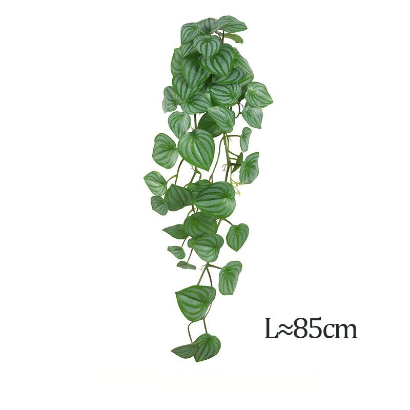 25-85cm Artificial Hanging Plants Vines Fronds Wall Tree Fake Monstera Rattan Plastic Palm Leaves For Home Garden Shop Decor 3