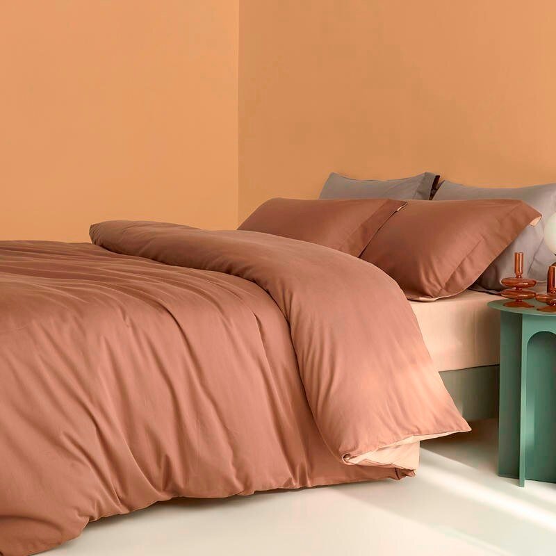 100%Organic Cotton Plain Reversible Duvet cover Brushed Weave Ultra Soft Easy Care Family size Bedding Set Bed Sheet Pillowcases 1
