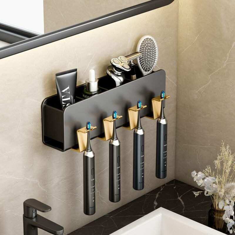 Toothbrush Holder Bathroom Storage Organizer Aluminum Alloy Bathroom Accessories Toothbrush Holder 3