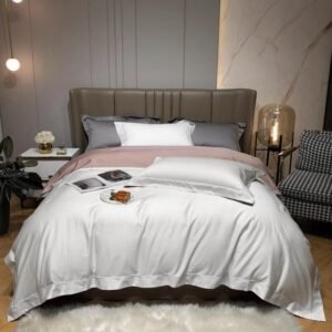 Solid Color Reversible Duvet Cover set 1000TC Long Staple Quality Premium Bedding Set Soft Breathable Bed Linen Queen King 4Pcs 1