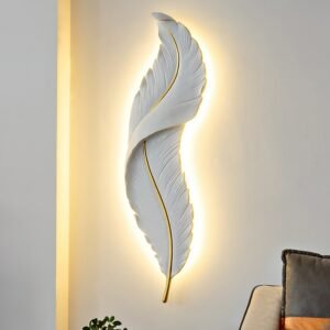 Led Multiple Colour Resin Feather Wall Lamp For TV Backdrop Bedroom Bedside Aisle Corridor Sample Room Indoor Decoration Light 1