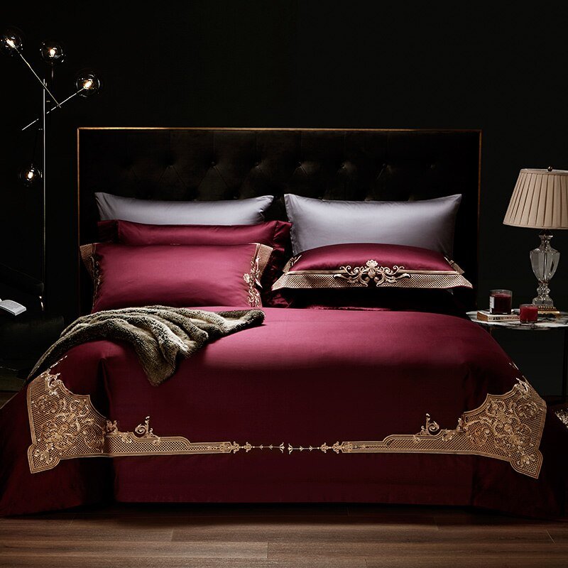 Luxury 1000TC Egyptian Cotton Royal Bedding set Europe Premium Chic Embroidery Duvet cover Bed sheet set US Queen King size 2