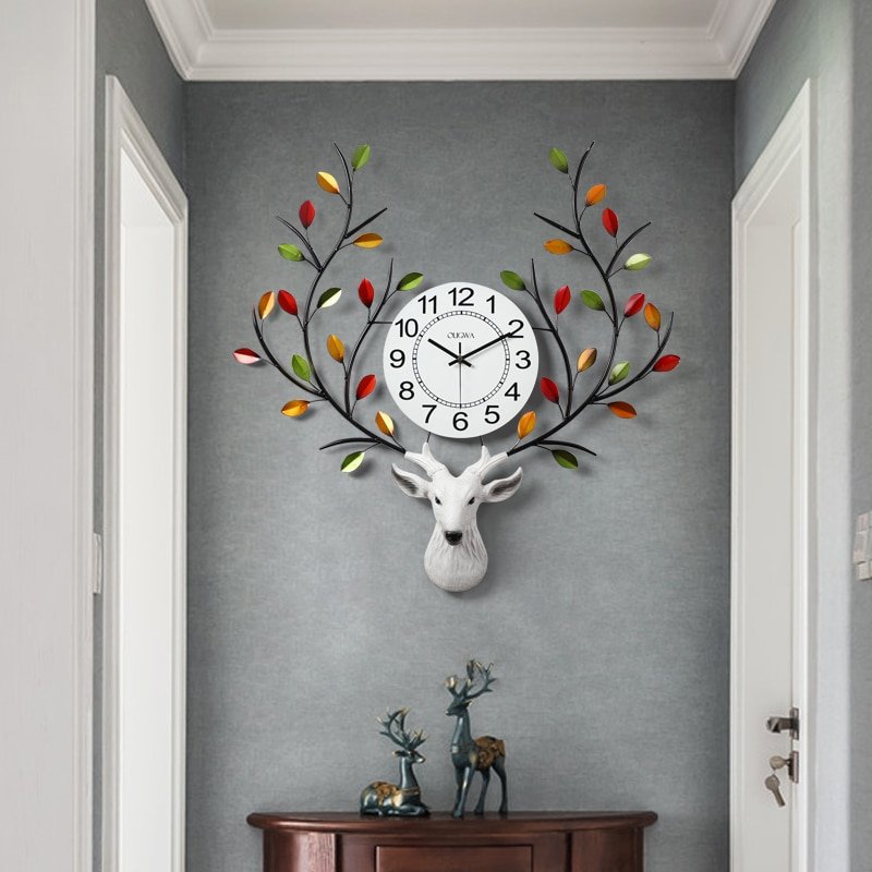 Nordic Industrial Bedroom Wall Clock Battery Luxury Deer Quiet Wall Clock Modern Designer Creative Reloj De Pared Home Decor 2