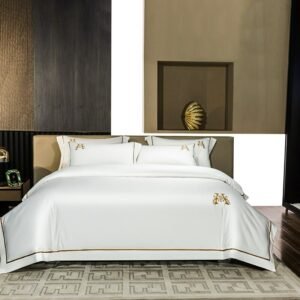 White Gray Embroidery Duvet Cover 4Pcs 1000TC Egyptian Cotton Premium Bedding Bed Sheet Pillowcases Double Queen King size 4Pcs 1