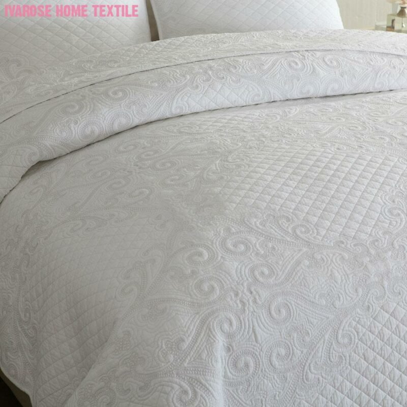 White Diamond Quilted Cotton Bedspread Pillow shams Soft and Comfy Bedding Quilt Reversible Coverlet Bed spread Queen King size 3