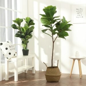 122cm Tropical Tree Large Artificial Ficus Plants Branches Plastic Fake Leafs Green Banyan Tree For Home Garden Room Shop Decor 1