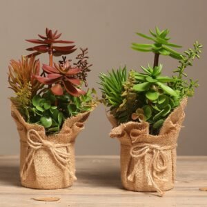 25cm Fake Succulent Potted Artificial Plants Creative Desktop Tree Plastic Leaves Bonsai For Home Decor Valentine's Day Present 1